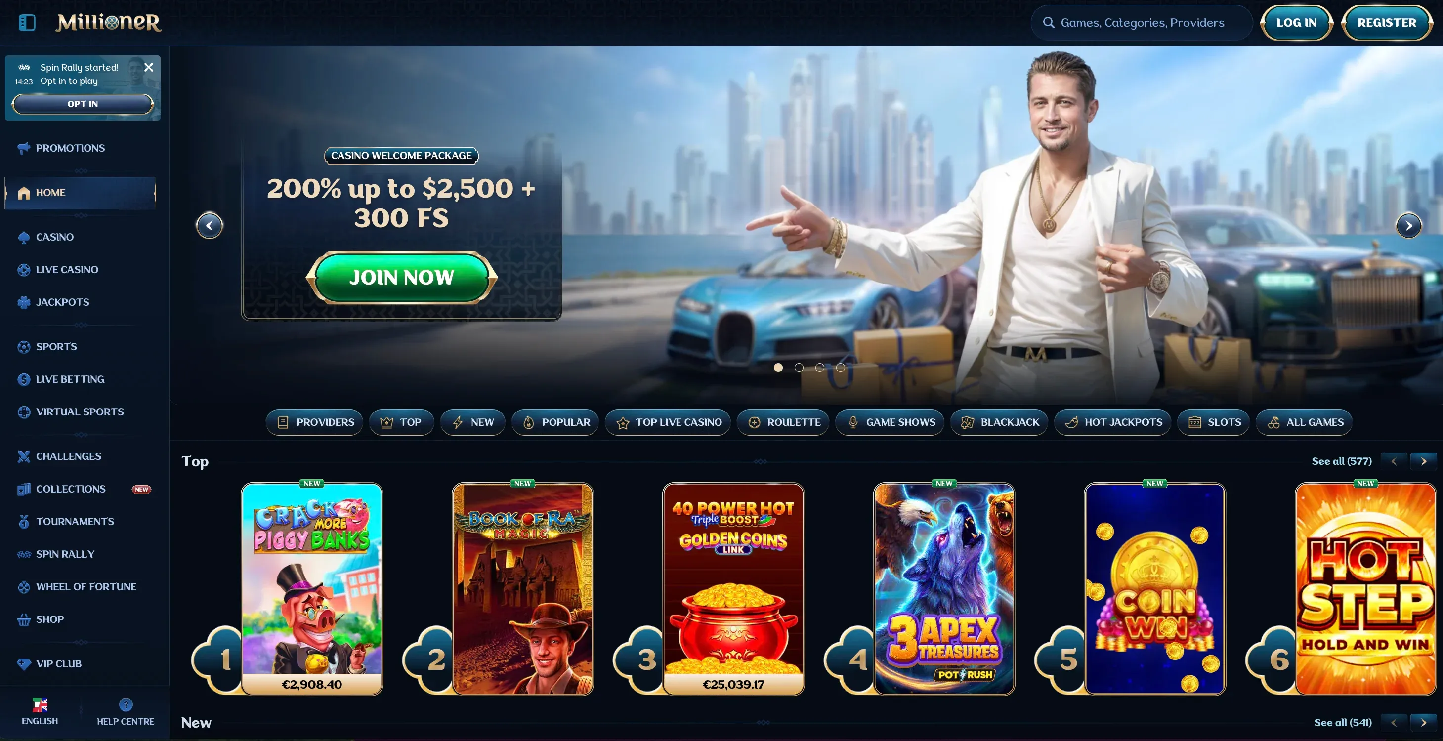 Millioner casino homepage
