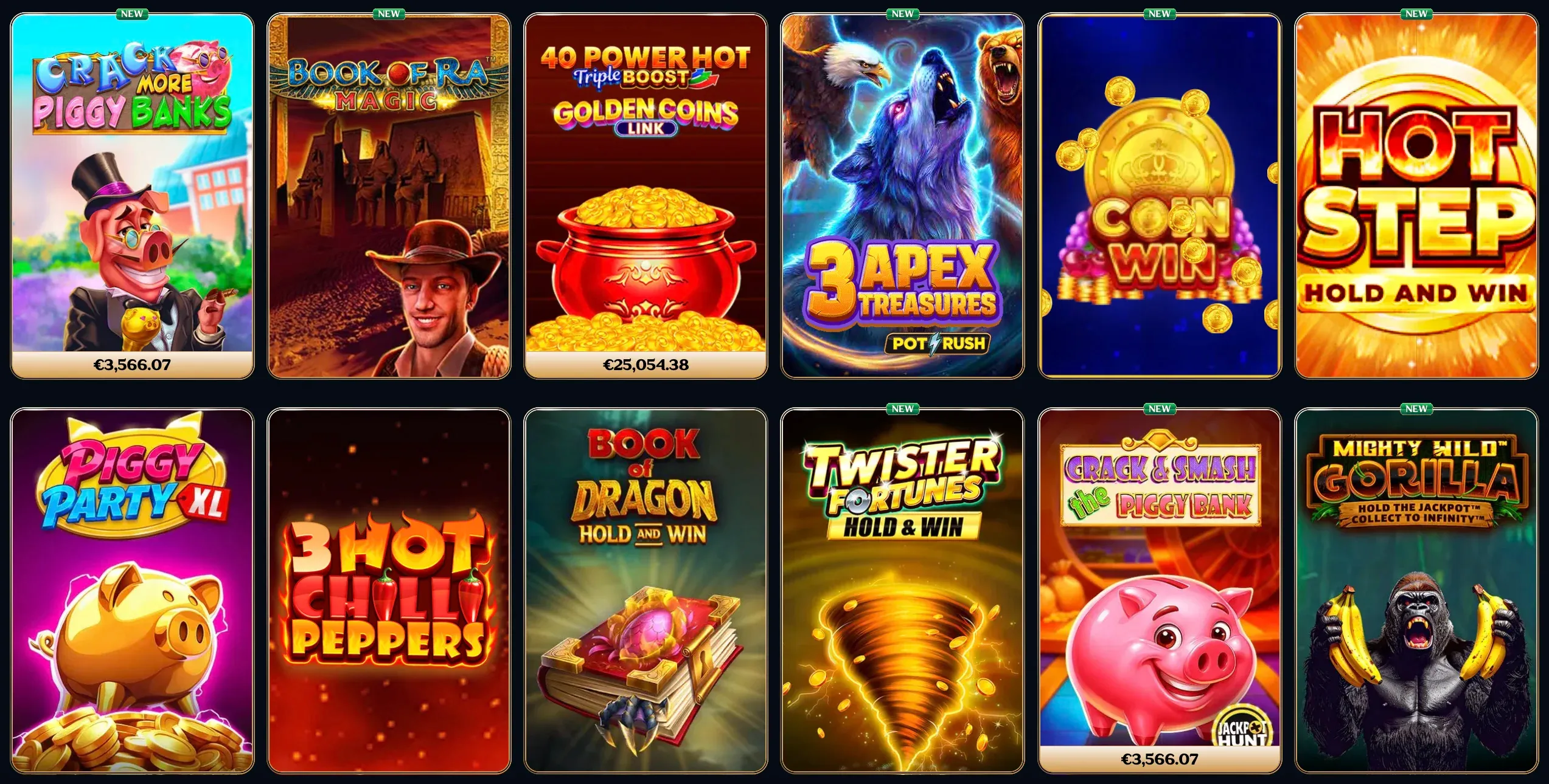 Games collections at Millioner casino